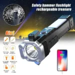 Rechargeable LED Torch with Safety Hammer & Fast Charging