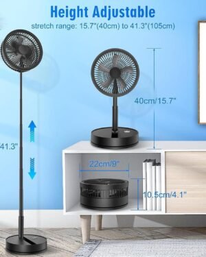 Rechargeable Standing Fan Adjustable Height Green ABS