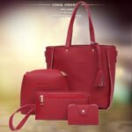 Red Litchi Texture 4-Piece Women's Bag Set