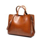 Retro Oil Wax Leather Tote Bag for Women