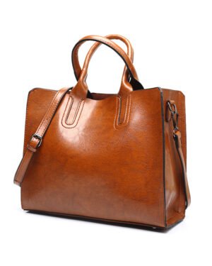 Retro Oil Wax Leather Tote Bag for Women