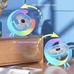 RGB Portable Desk Fan with 180° Swing Head