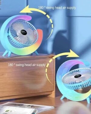 RGB Portable Desk Fan with 180° Swing Head