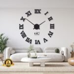 Roman Numeral Wall Clock 24x24 Inch Laminated Wood Modern Home Decor
