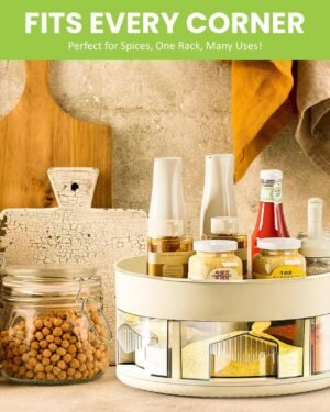 Rotating Spice Rack with 4 Tier Storage for Kitchen