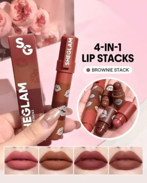 Sheglam 4-in-1 Matte Lip Stacks Brown