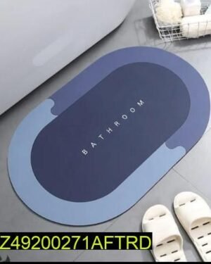 Silicone Rubber Bathroom Mat Non Slip Absorbent Blue