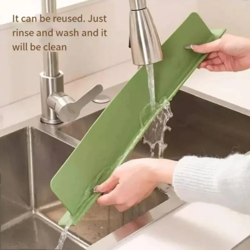 Silicone Sink Splash Guard Green Reusable Easy Clean