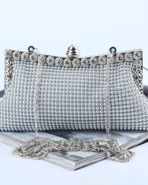 Silver Rhinestone Clutch Bag for Women Evening Party
