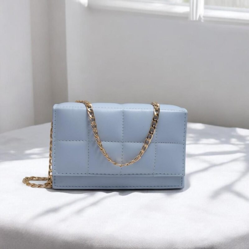 Sky Blue Girl's Quilted Chain Crossbody Bag Sky Blue Girl's Quilted Chain Crossbody Bag
