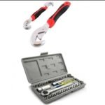 Snap & Grip Socket Set with 2 Tools, Stainless Steel, DIY Outdoor Use