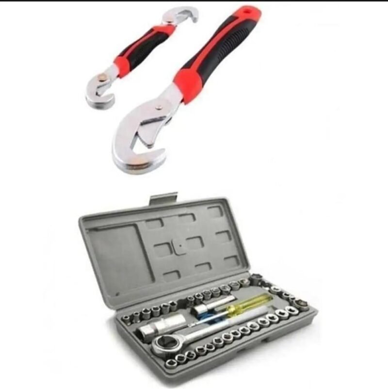 Snap & Grip Socket Set with 2 Tools, Stainless Steel, DIY Outdoor Use