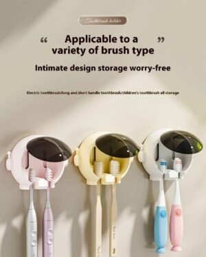 Space-Saving Toothbrush Holder for Bathroom, ABS Plastic, White Pink Blue
