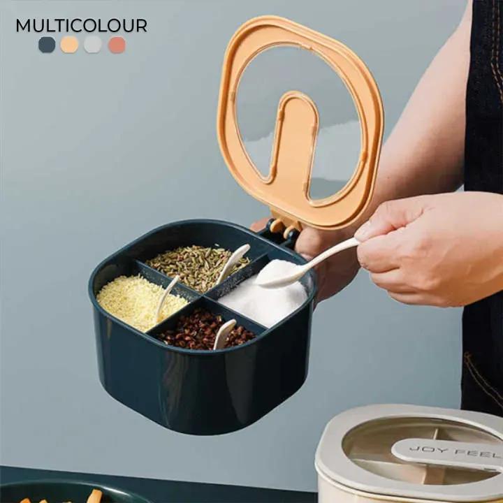 Spice Box with 4 Compartments Multicolor ABS Plastic Spice Box with 4 Compartments Multicolor ABS Plastic