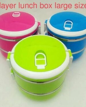 Stainless Steel 2-Layer Lunch Box Large Size Blue Green Pink