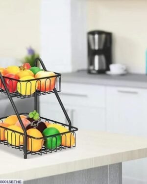 Stainless Steel 2-Tier Fruit Basket for Kitchen Organization