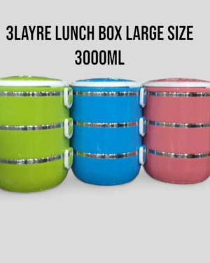 Stainless Steel 3-Layer Lunch Box 3L Blue Green Pink