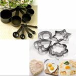 Stainless Steel Cookie Cutters & Black Measuring Cups Combo