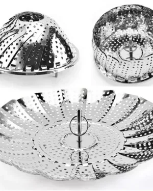 Stainless Steel Foldable Steamer Basket Silver