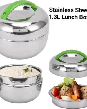 Stainless Steel Insulated Lunch Box 1.3L Green Handle