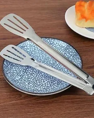 Stainless Steel Kitchen Tongs Silver Compact