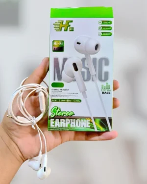 Stereo Hi-Fi Earphones White Metal TPE Bass