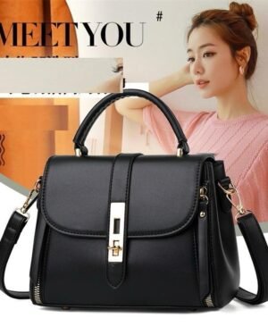Stylish Black Crossbody Bag for Girls, Rexine, Mini, Daily Wear