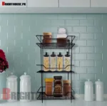 Stylish Black Metal Kitchen Rack for Countertop Organization