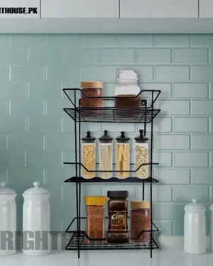 Stylish Black Metal Kitchen Rack for Countertop Organization