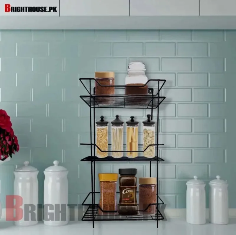 Stylish Black Metal Kitchen Rack for Countertop Organization