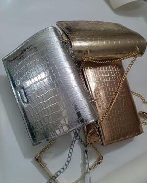Stylish Women's Chain Crossbody Bag - 1 Pc Faux Leather with Texture Pattern