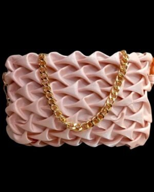 Stylish Women's Mini Crossbody Bag in Pink Textured Polyester