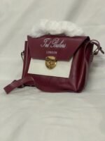 Ted Baker Women's Burgundy Rexine Handbag with Fur Trim