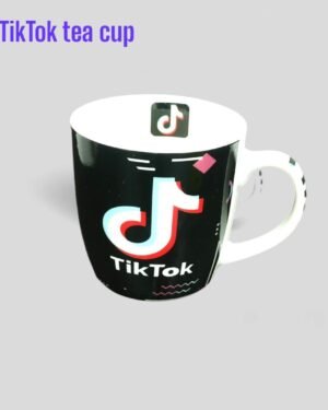 TikTok Printed Ceramic Tea Cup Black 380ml