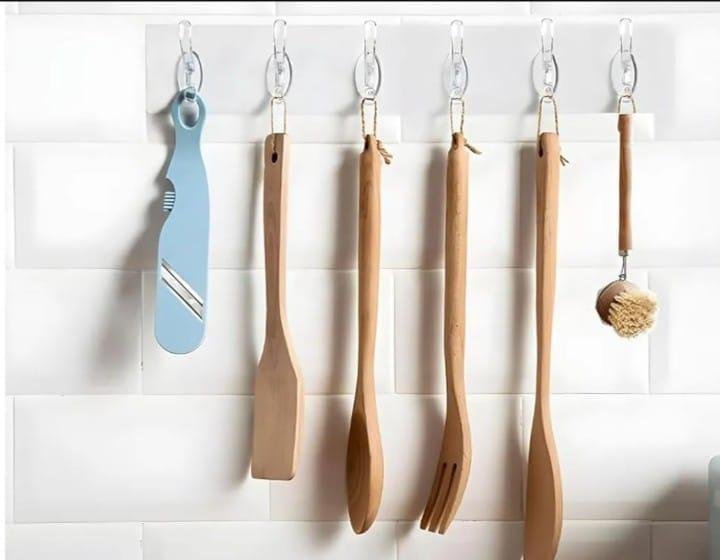 Transparent Wall Hooks 6Pcs ABS Plastic Storage Organizer Transparent Wall Hooks 6Pcs ABS Plastic Storage Organizer