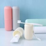 Travel Toothbrush Holder Set of 3 Colorful Plastic Bathroom Organizer