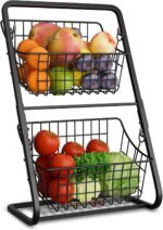 Two Tier Metal Fruit Basket for Kitchen Storage