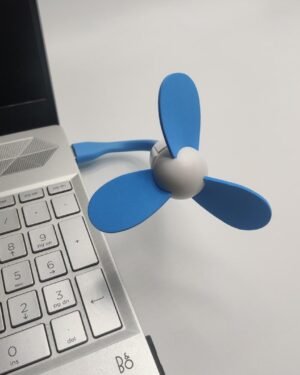 USB Neck Fan Blue Adjustable Strong Wind