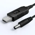 USB to DC 12V Converter Cable Black
