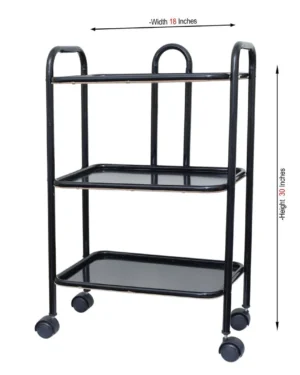 Versatile Black Tea Trolley - 1 Pc Durable Iron Construction