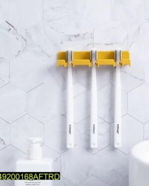 Wall Mounted Toothbrush Holder with Toothpaste Dispenser, Yellow, ABS PVC