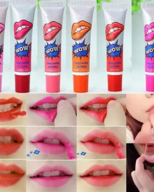 Waterproof Peel Off Lipstick 6 Pack Multicolor Glossy Finish