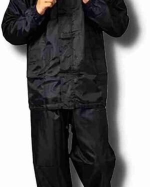 Waterproof Unisex Raincoat & Trouser Black Free Size