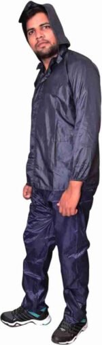 Waterproof Unisex Raincoat & Trouser Set Dark Blue Free Size
