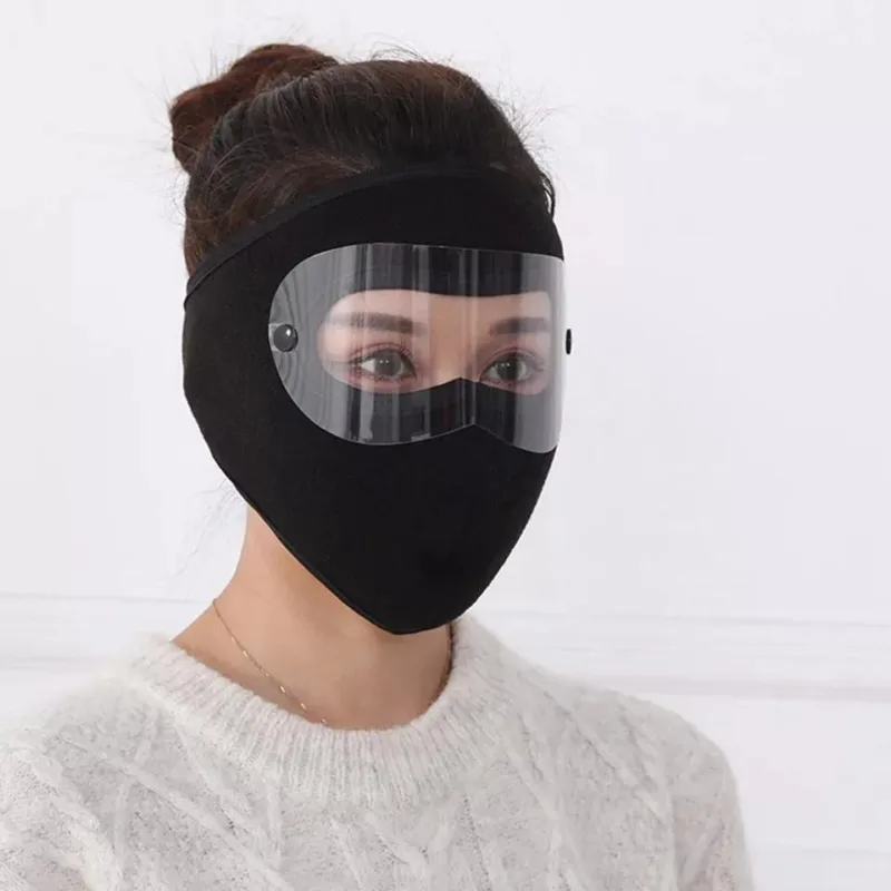 Weather Resistant Full Face Bike Mask Black Red Green Fleece