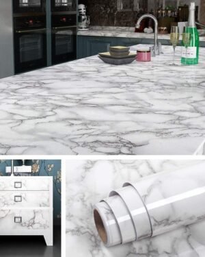 White Marble Vinyl Sheet 200x60cm Self Adhesive