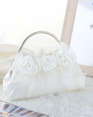White Rose Embellished Bridal Handbag for Cheongsam & Hanfu