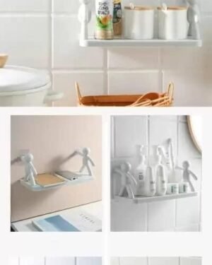 White Wall-Mounted Bathroom Shelf Organizer 2 Pcs ABS