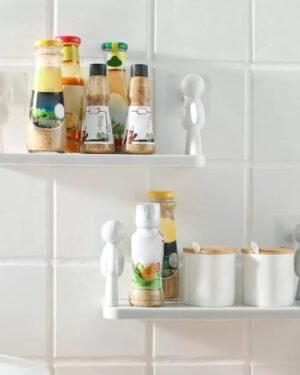 White Wall-Mounted Bathroom Shelf Organizer 2 Pcs ABS