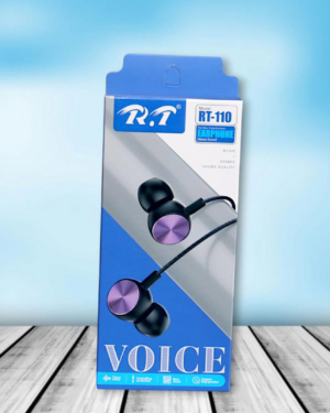 Wired Earphones Black with Built-In Mic & Tangle-Free Design